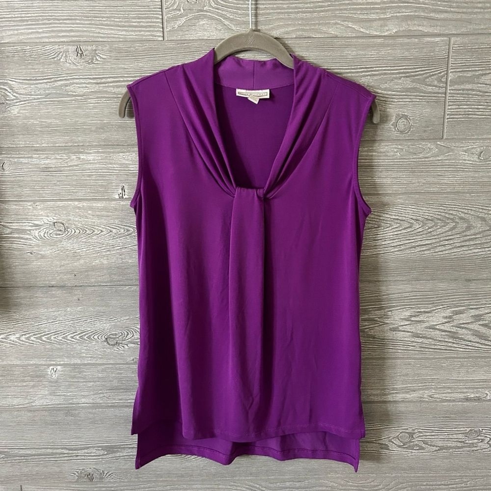 DANA BUCHMAN Purple‎ Draped Neck Sleeveless Top Women's Size S